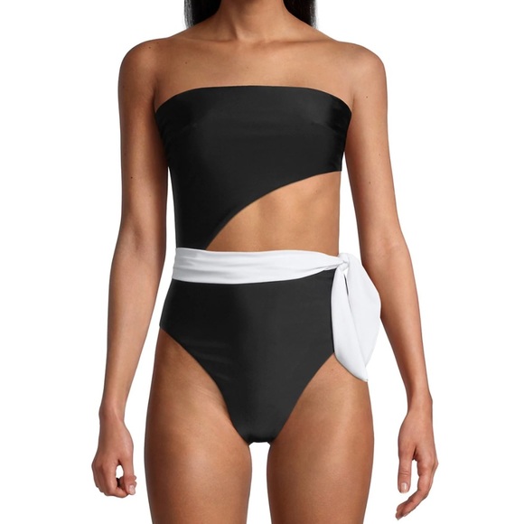 Ramy Brook Knit Gigi Strapless One-Piece Swimsuit in Black Size Large - Picture 1 of 10